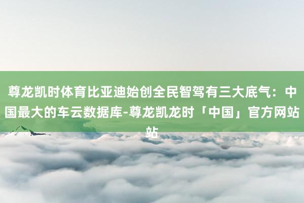 尊龙凯时体育比亚迪始创全民智驾有三大底气：中国最大的车云数据库-尊龙凯龙时「中国」官方网站