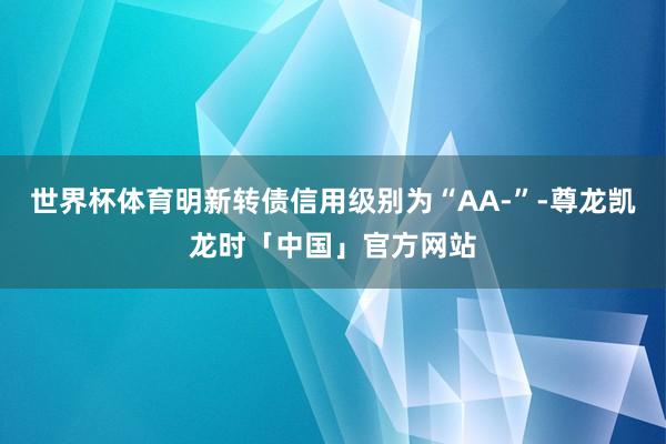 世界杯体育明新转债信用级别为“AA-”-尊龙凯龙时「中国」官方网站