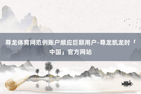 尊龙体育网范例账户顺应巨额用户-尊龙凯龙时「中国」官方网站