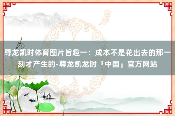 尊龙凯时体育图片旨趣一：成本不是花出去的那一刻才产生的-尊龙凯龙时「中国」官方网站