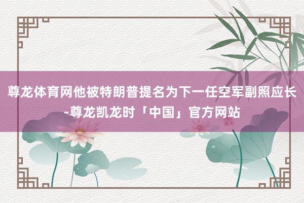 尊龙体育网他被特朗普提名为下一任空军副照应长-尊龙凯龙时「中国」官方网站
